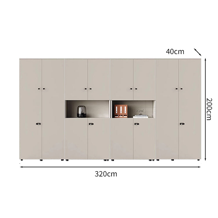 オフィスキャビネット　役員収納庫　収納棚　書類棚　壁面収納　役員室用　書斎用　オフィス用　扉付き　収納力抜群　ダイヤル錠　多目的収納　高級感　アイボリー　カスタマイズ可能　CWG-S008