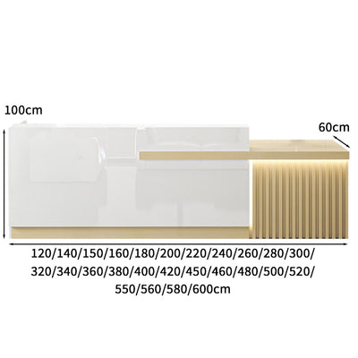 受付カウンター　受付台　オフィス受付　エントランス受付　作業台　L字型　機能性　LEDライト　収納　カスタマイズ可能　木目調　KAGUSHOP
