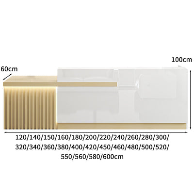 受付カウンター　受付台　オフィス受付　エントランス受付　作業台　L字型　機能性　LEDライト　収納　カスタマイズ可能　木目調　KAGUSHOP