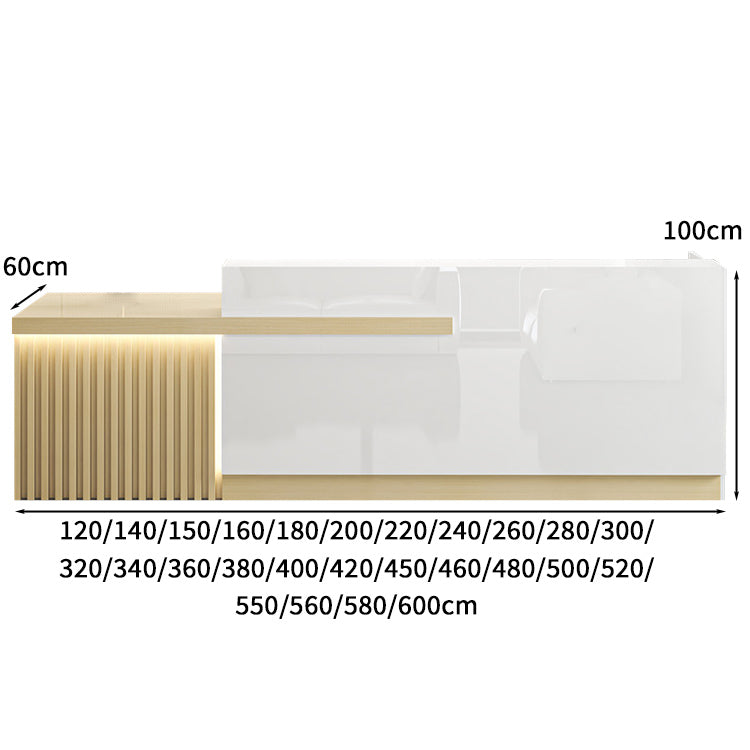 受付カウンター　受付台　オフィス受付　エントランス受付　作業台　L字型　機能性　LEDライト　収納　カスタマイズ可能　木目調　KAGUSHOP