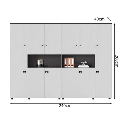 オフィスキャビネット　役員収納庫　収納棚　書類棚　壁面収納　役員室用　書斎用　オフィス用　扉付き　収納力抜群　ダイヤル錠　多目的収納　高級感　アイボリー　カスタマイズ可能　CWG-S008