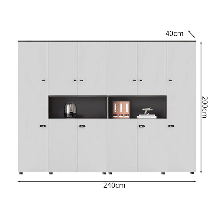 オフィスキャビネット　役員収納庫　収納棚　書類棚　壁面収納　役員室用　書斎用　オフィス用　扉付き　収納力抜群　ダイヤル錠　多目的収納　高級感　アイボリー　カスタマイズ可能　CWG-S008