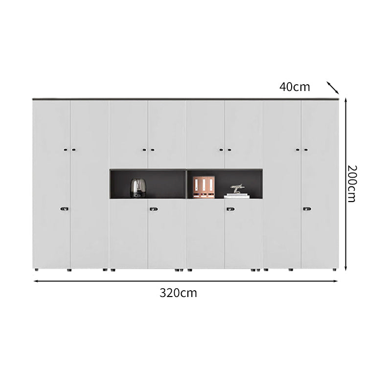 オフィスキャビネット　役員収納庫　収納棚　書類棚　壁面収納　役員室用　書斎用　オフィス用　扉付き　収納力抜群　ダイヤル錠　多目的収納　高級感　アイボリー　カスタマイズ可能　CWG-S008